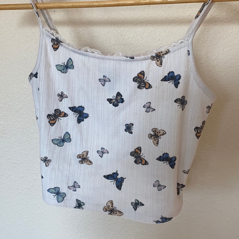 3/$30 Forever 21 Butterfly Lace Trim Crop Top